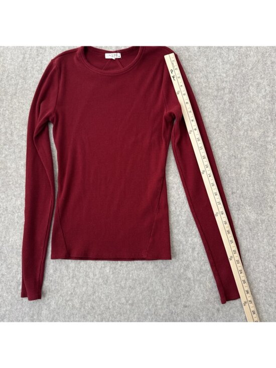 Rag and Bone Long Sleeve Top Womens Medium Pima Cotton Ribbed Knit Crewneck - Picture 4 of 9